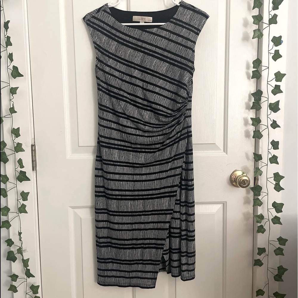 Ann-Taylor Cotton Loft Dress Black and White Size Petite SP
